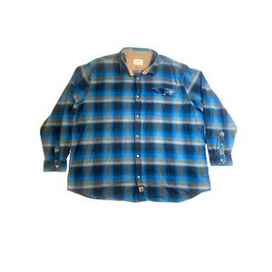 Legendary Whitetails Shirt‎ Adult 4XT Blue Black Plaid Flannel Button Up Mens